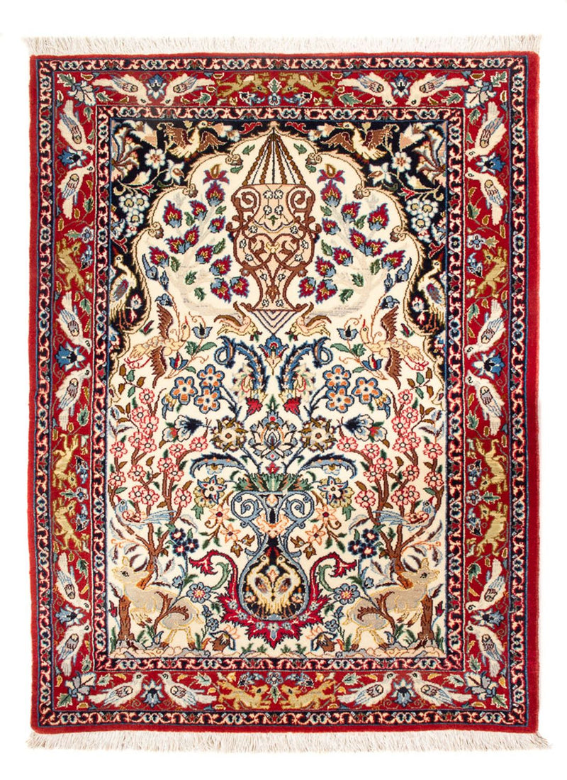 Perzisch tapijt - Isfahan - Premium - 100 x 75 cm - crème