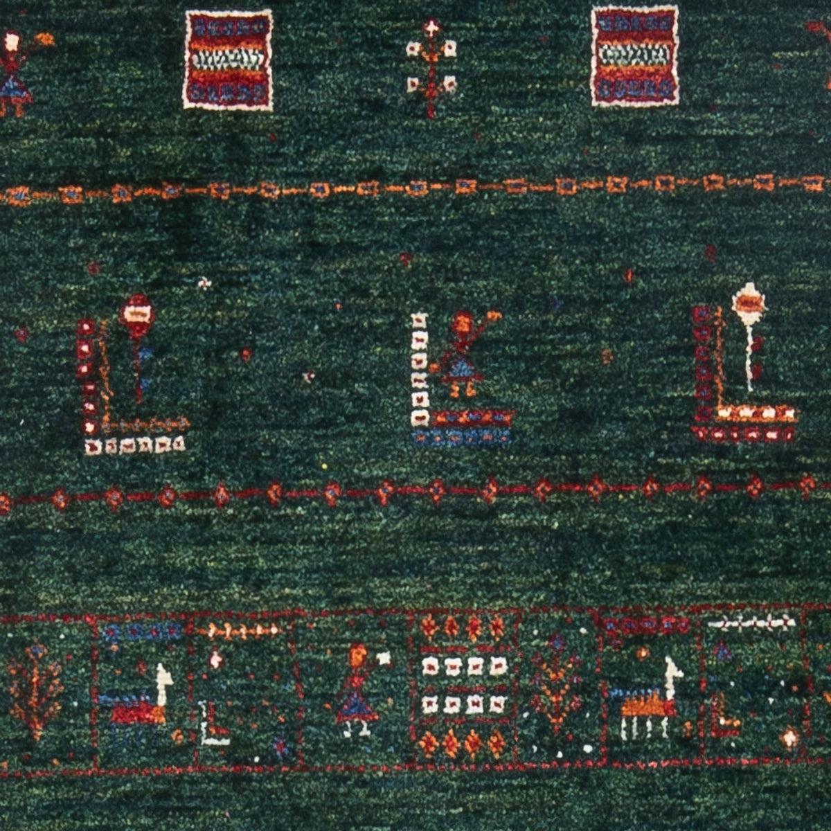 Gabbeh Tapijt - Loribaft Perzisch - 136 x 85 cm - donkergroen