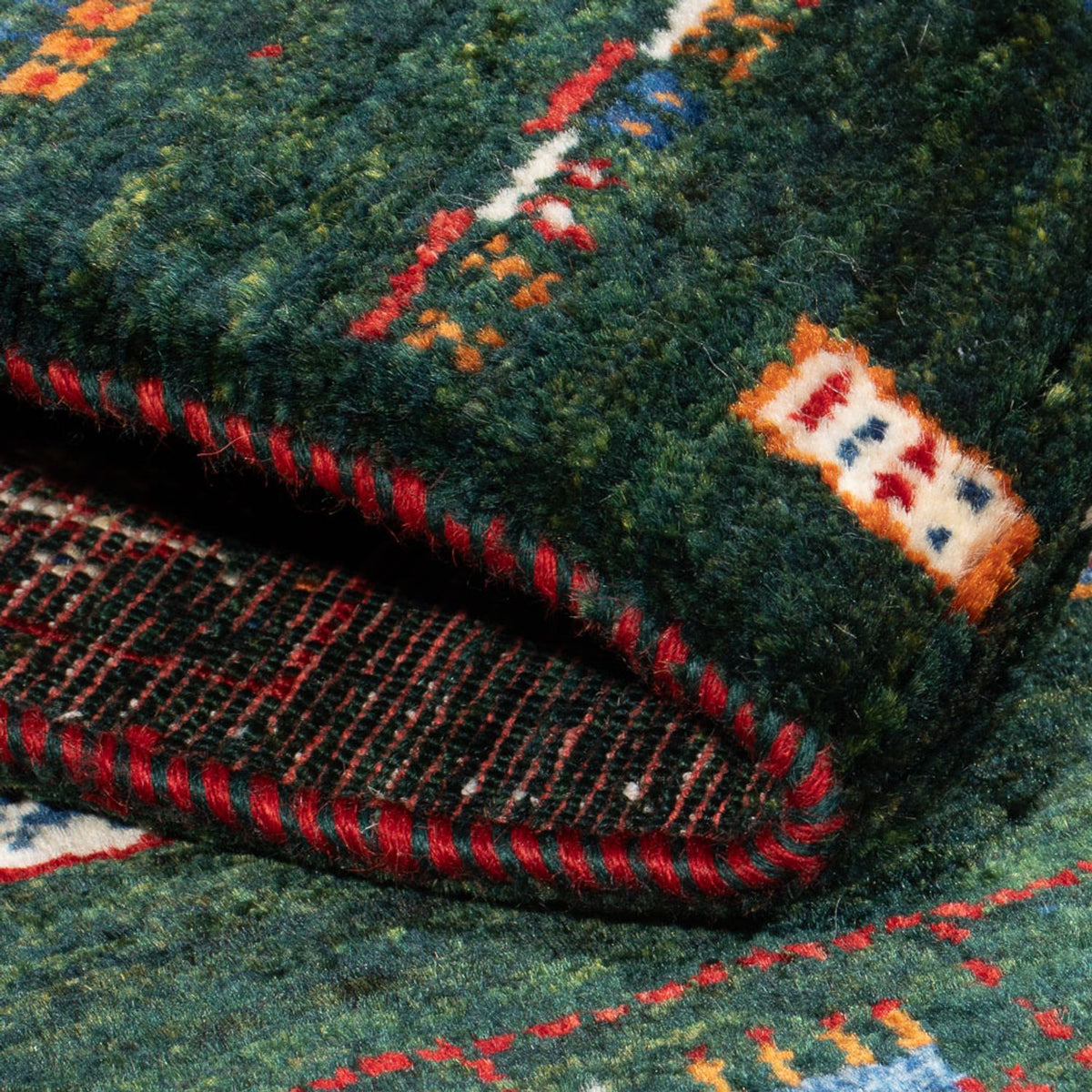 Gabbeh Tapijt - Loribaft Perzisch - 136 x 85 cm - donkergroen