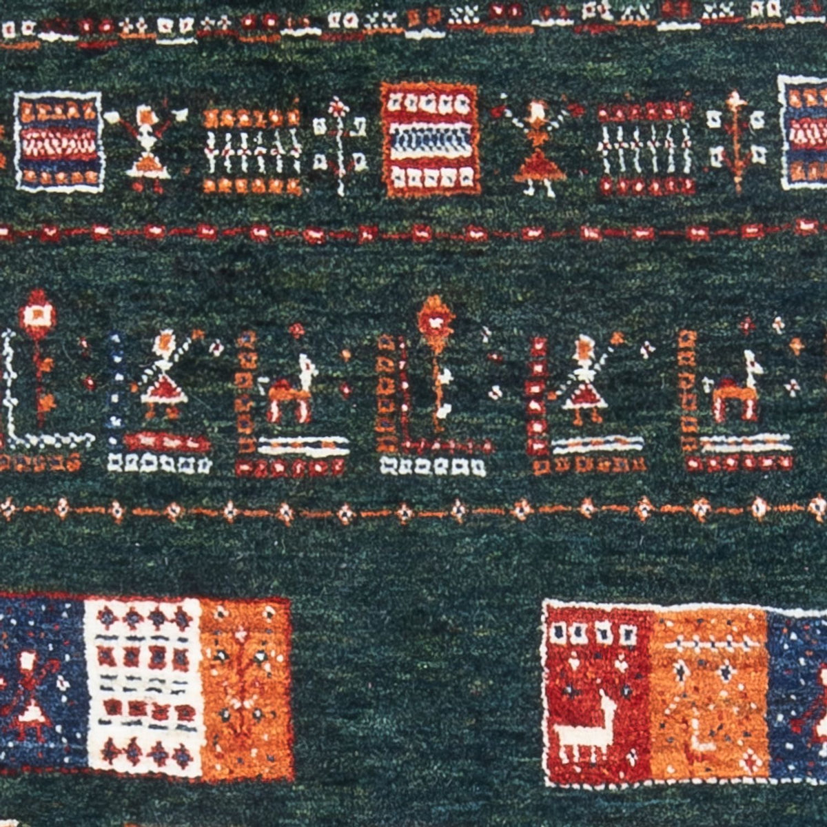 Gabbeh Tapijt - Loribaft Perzisch - 135 x 85 cm - donkergroen