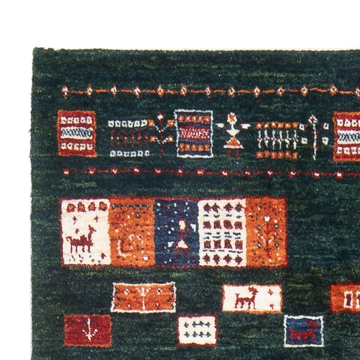 Gabbeh Tapijt - Loribaft Perzisch - 135 x 85 cm - donkergroen