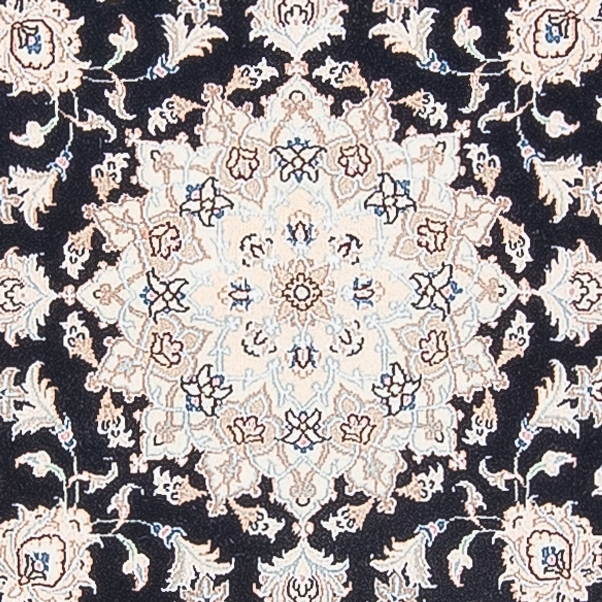 Perzisch tapijt - Nain - Premium rond  - 105 x 104 cm - donkerblauw