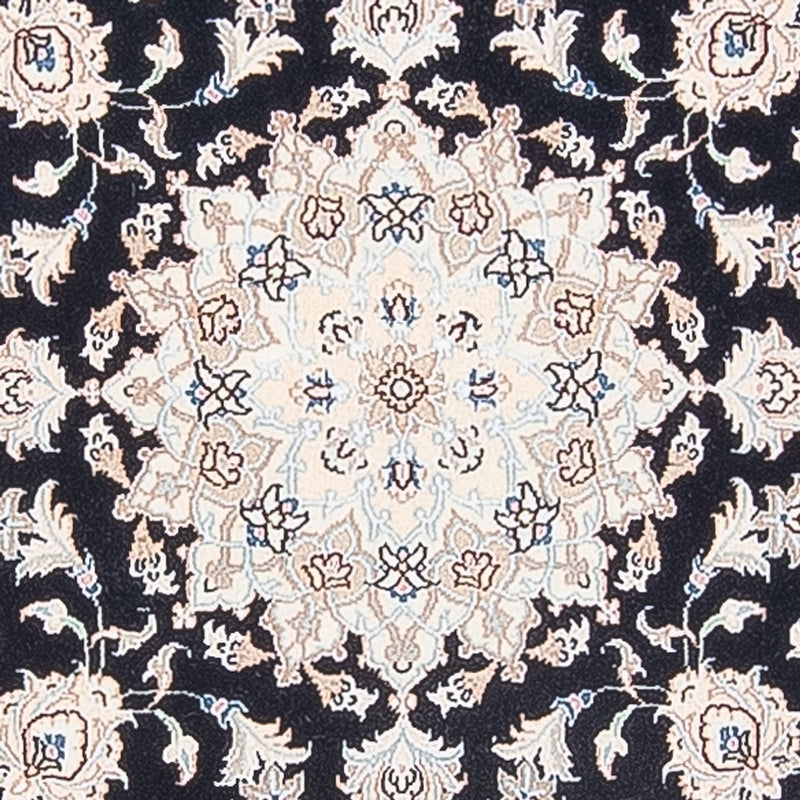 Perzisch tapijt - Nain - Premium rond  - 105 x 104 cm - donkerblauw