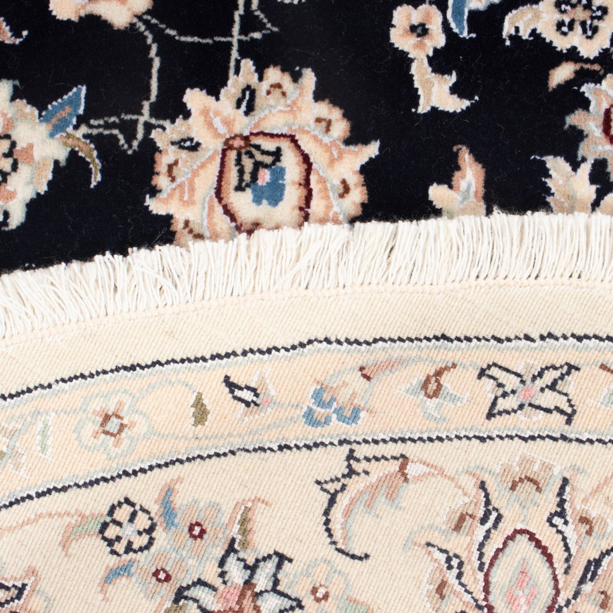 Perzisch tapijt - Nain - Premium rond  - 105 x 104 cm - donkerblauw