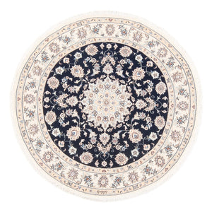 Perzisch tapijt - Nain - Premium rond  - 111 x 105 cm - donkerblauw