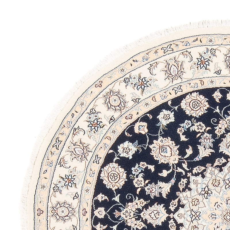 Perzisch tapijt - Nain - Premium rond  - 111 x 105 cm - donkerblauw