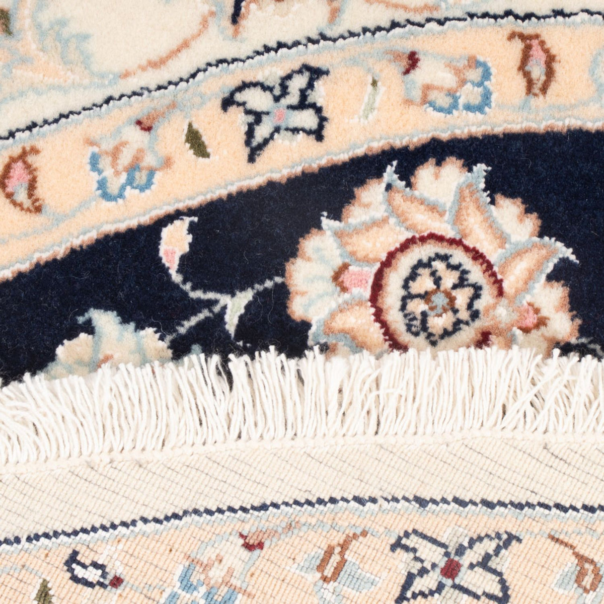 Perzisch tapijt - Nain - Premium rond  - 111 x 105 cm - donkerblauw