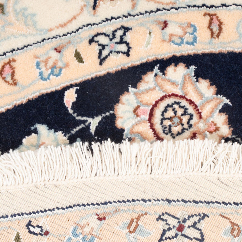 Perzisch tapijt - Nain - Premium rond  - 111 x 105 cm - donkerblauw