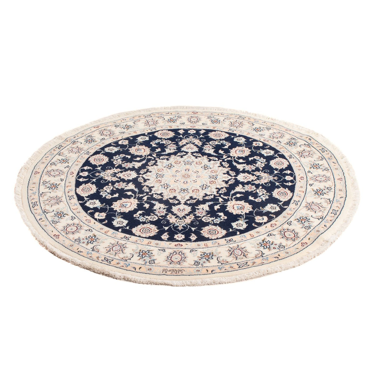 Perzisch tapijt - Nain - Premium rond  - 111 x 105 cm - donkerblauw