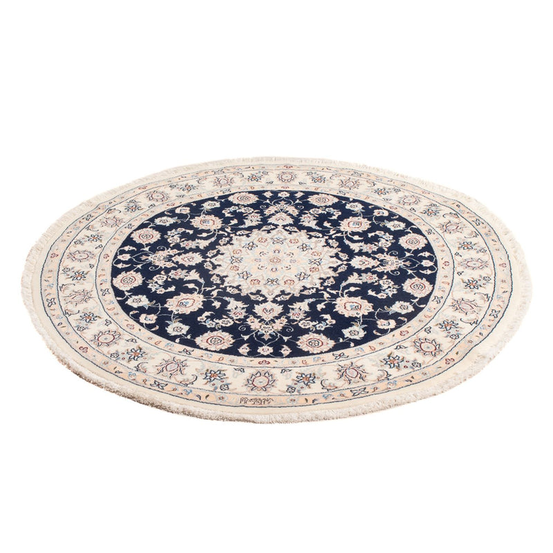 Perzisch tapijt - Nain - Premium rond  - 111 x 105 cm - donkerblauw