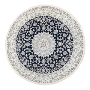 Perzisch tapijt - Nain - Premium rond  - 150 x 150 cm - donkerblauw
