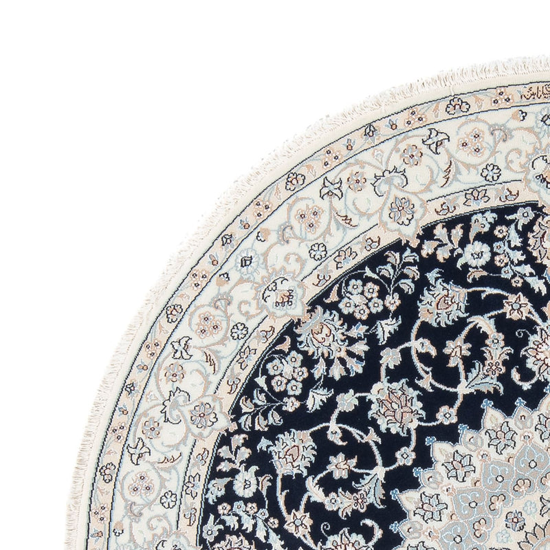 Perzisch tapijt - Nain - Premium rond  - 150 x 150 cm - donkerblauw