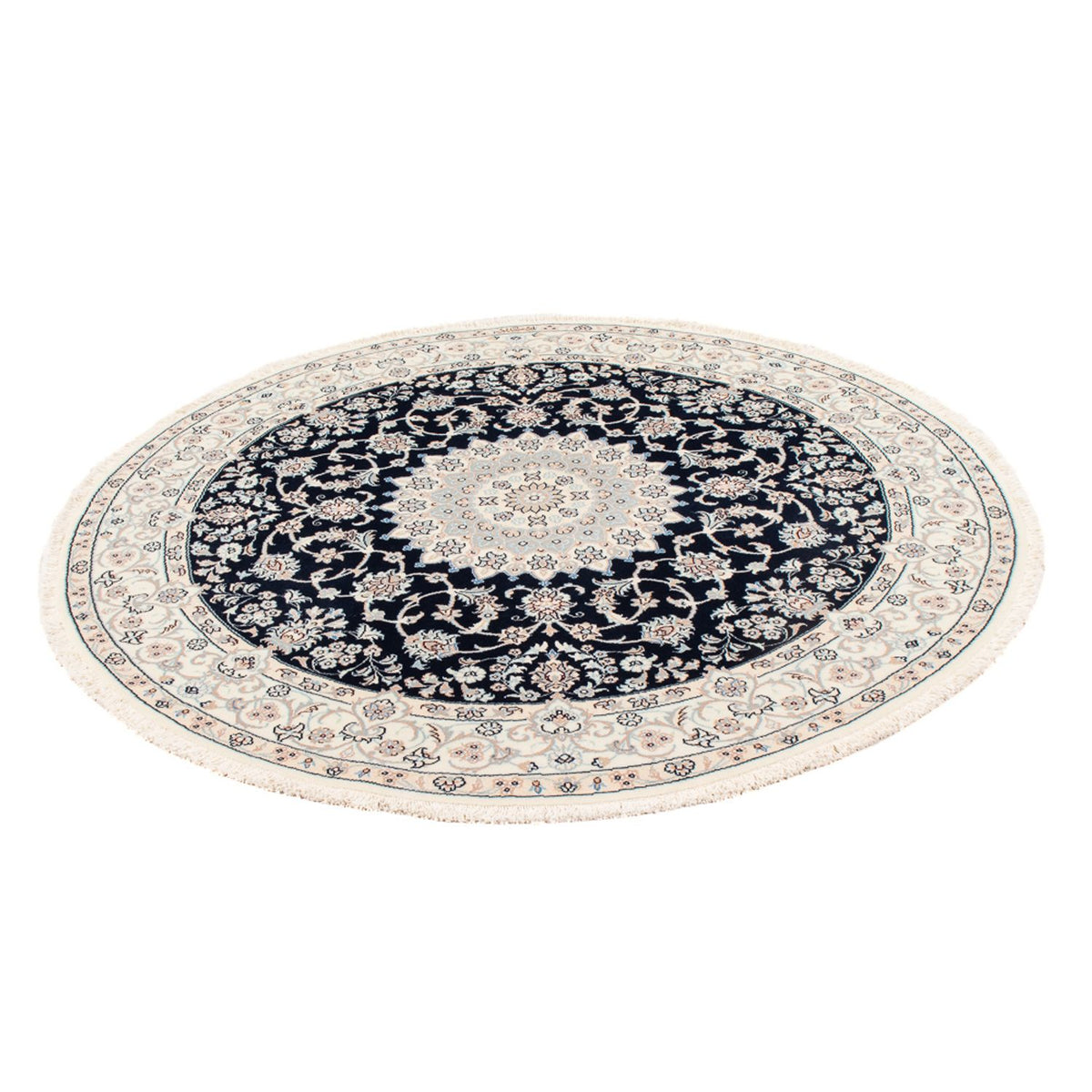 Perzisch tapijt - Nain - Premium rond  - 150 x 150 cm - donkerblauw