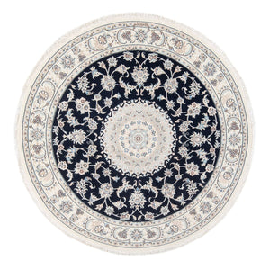 Perzisch tapijt - Nain - Premium rond  - 150 x 150 cm - donkerblauw
