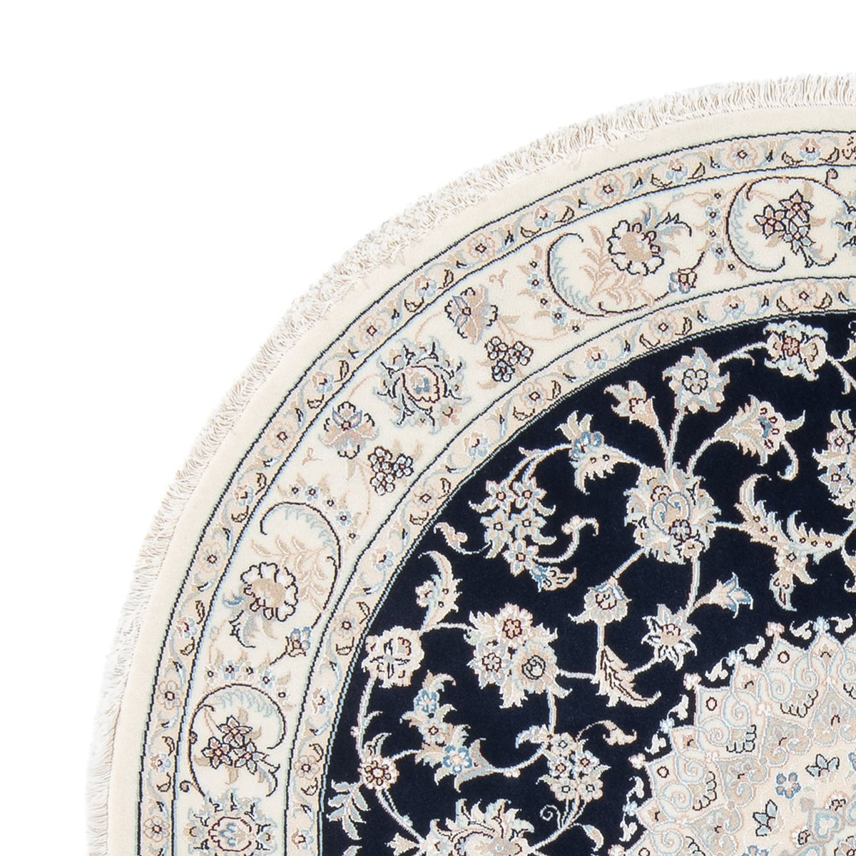 Perzisch tapijt - Nain - Premium rond  - 150 x 150 cm - donkerblauw