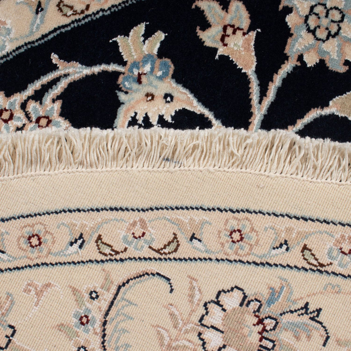 Perzisch tapijt - Nain - Premium rond  - 150 x 150 cm - donkerblauw