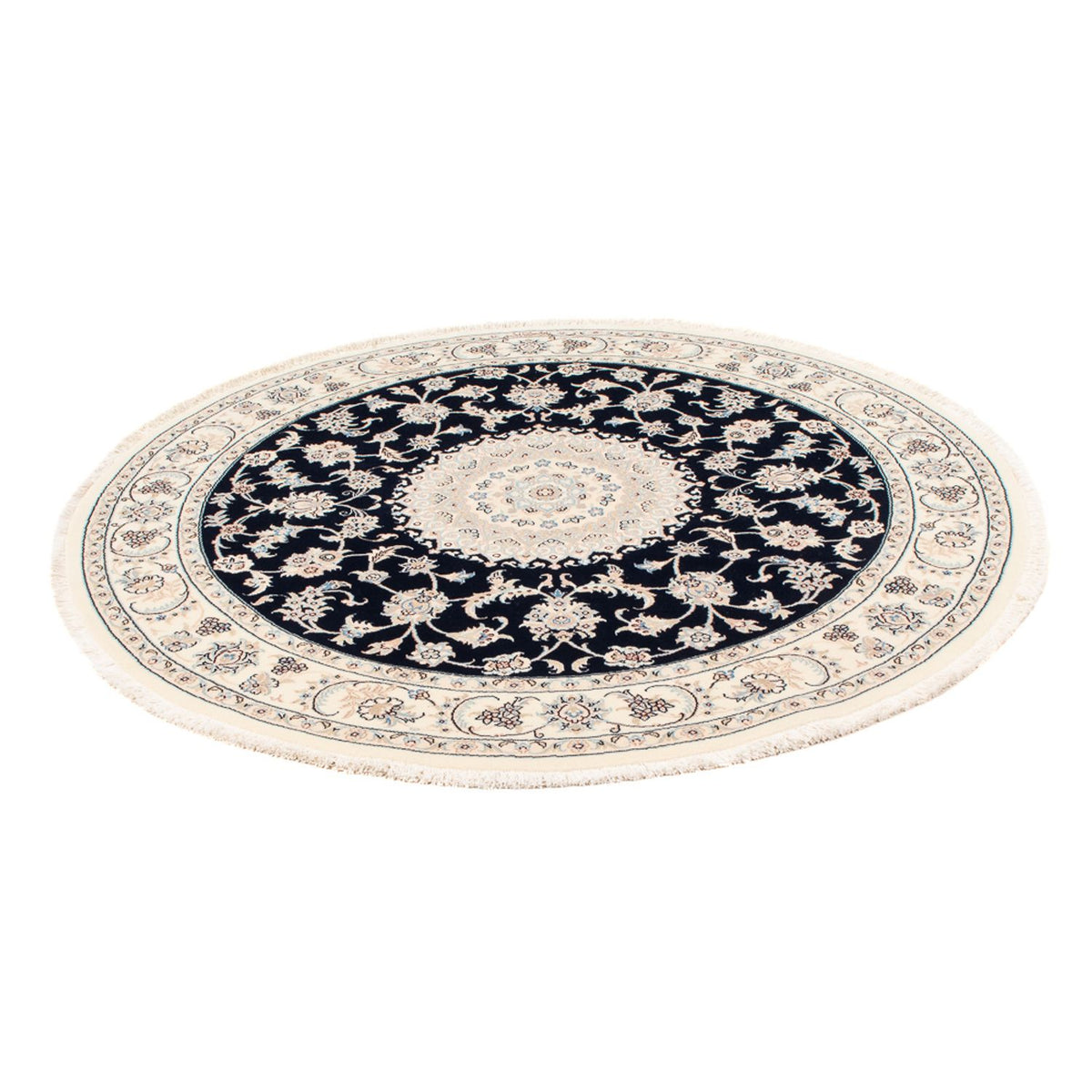 Perzisch tapijt - Nain - Premium rond  - 150 x 150 cm - donkerblauw