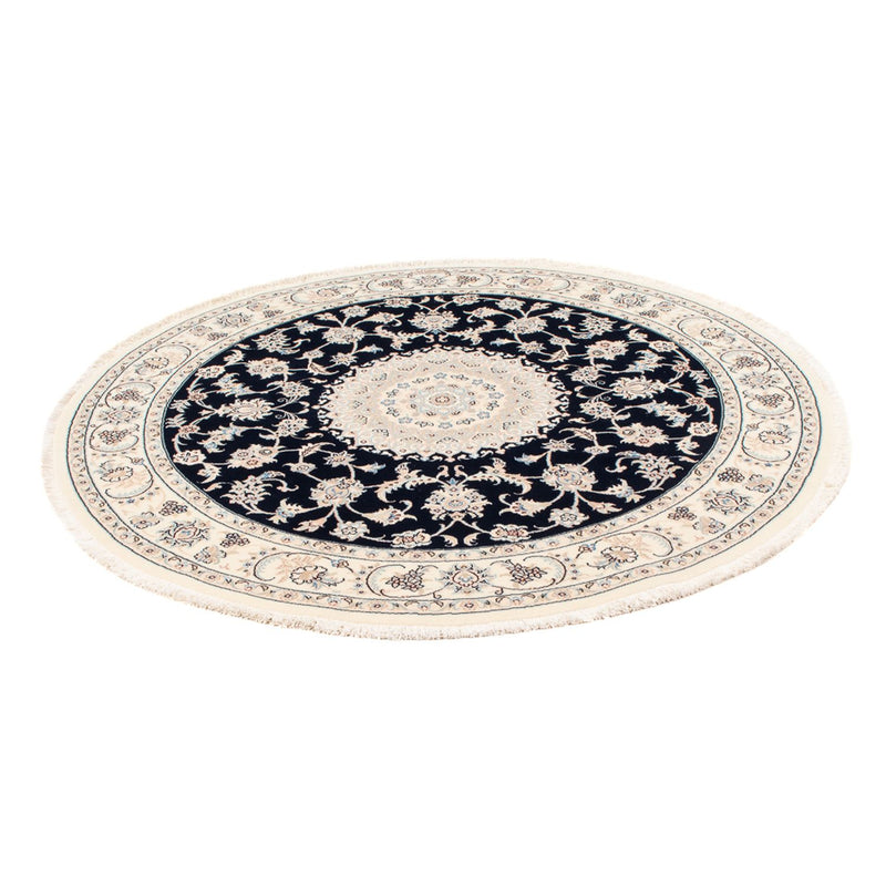Perzisch tapijt - Nain - Premium rond  - 150 x 150 cm - donkerblauw