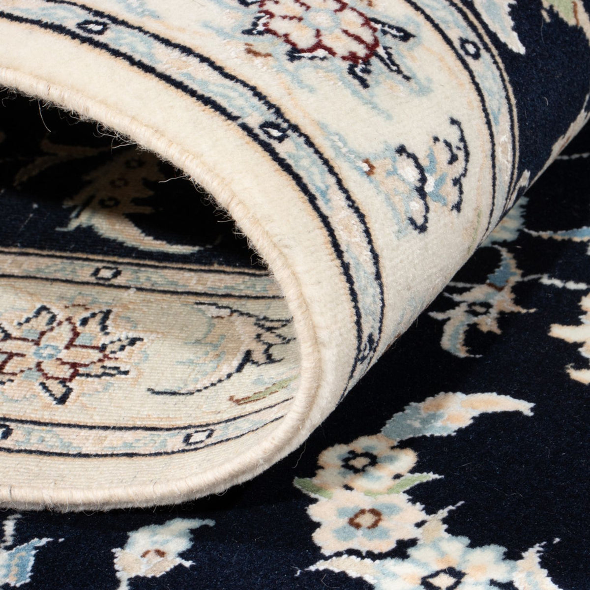 Loper Perzisch tapijt - Nain - Koninklijk - 194 x 82 cm - donkerblauw