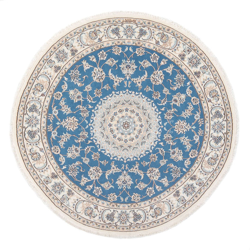 Perzisch tapijt - Nain - Premium rond  - 152 x 150 cm - blauw