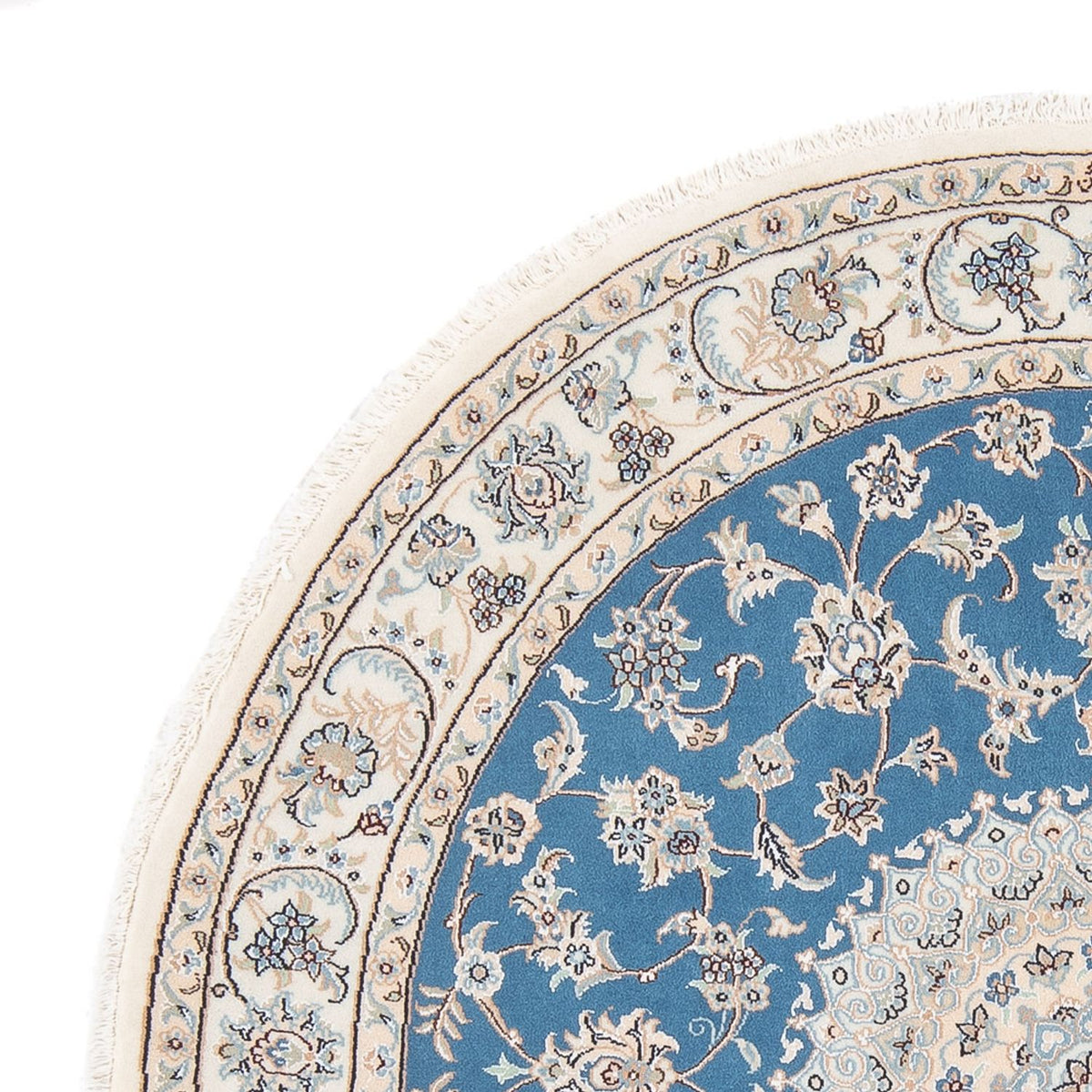 Perzisch tapijt - Nain - Premium rond  - 152 x 150 cm - blauw