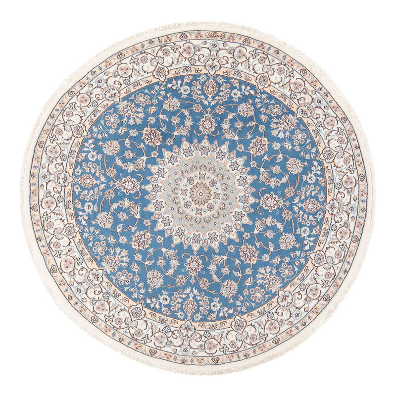 Perzisch tapijt - Nain - Premium rond  - 154 x 151 cm - blauw