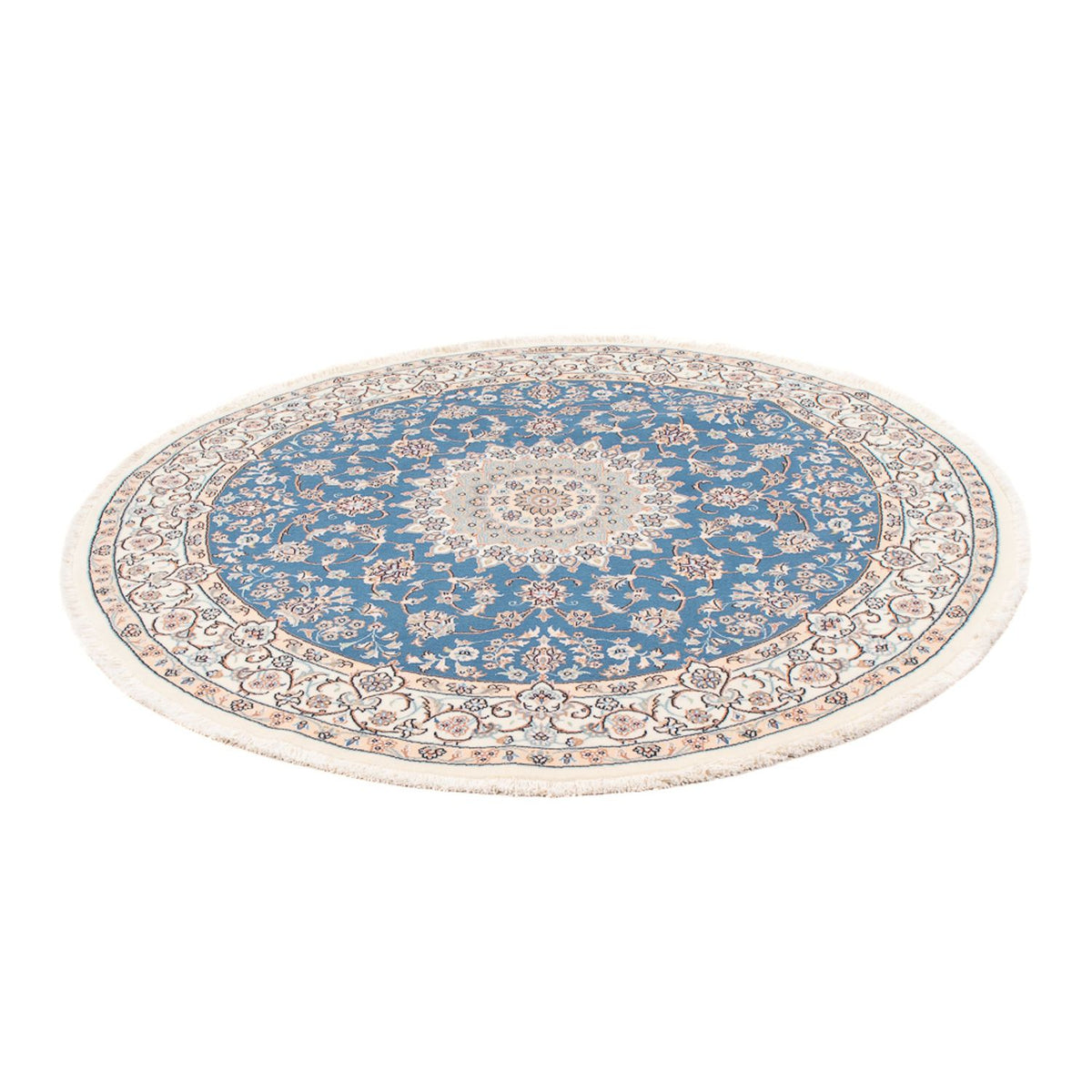 Perzisch tapijt - Nain - Premium rond  - 154 x 151 cm - blauw