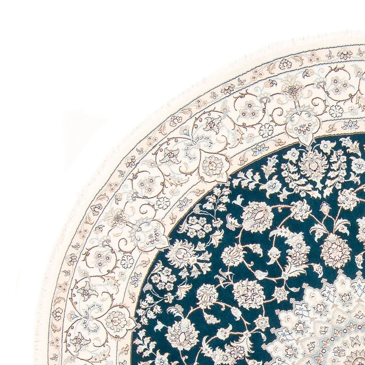Perzisch tapijt - Nain rond  - 200 x 200 cm - benzine blauw