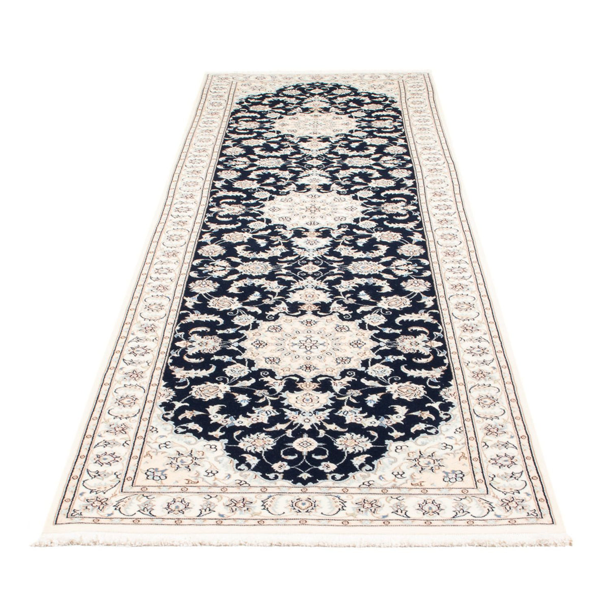 Loper Perzisch tapijt - Nain - Premium - 300 x 88 cm - donkerblauw