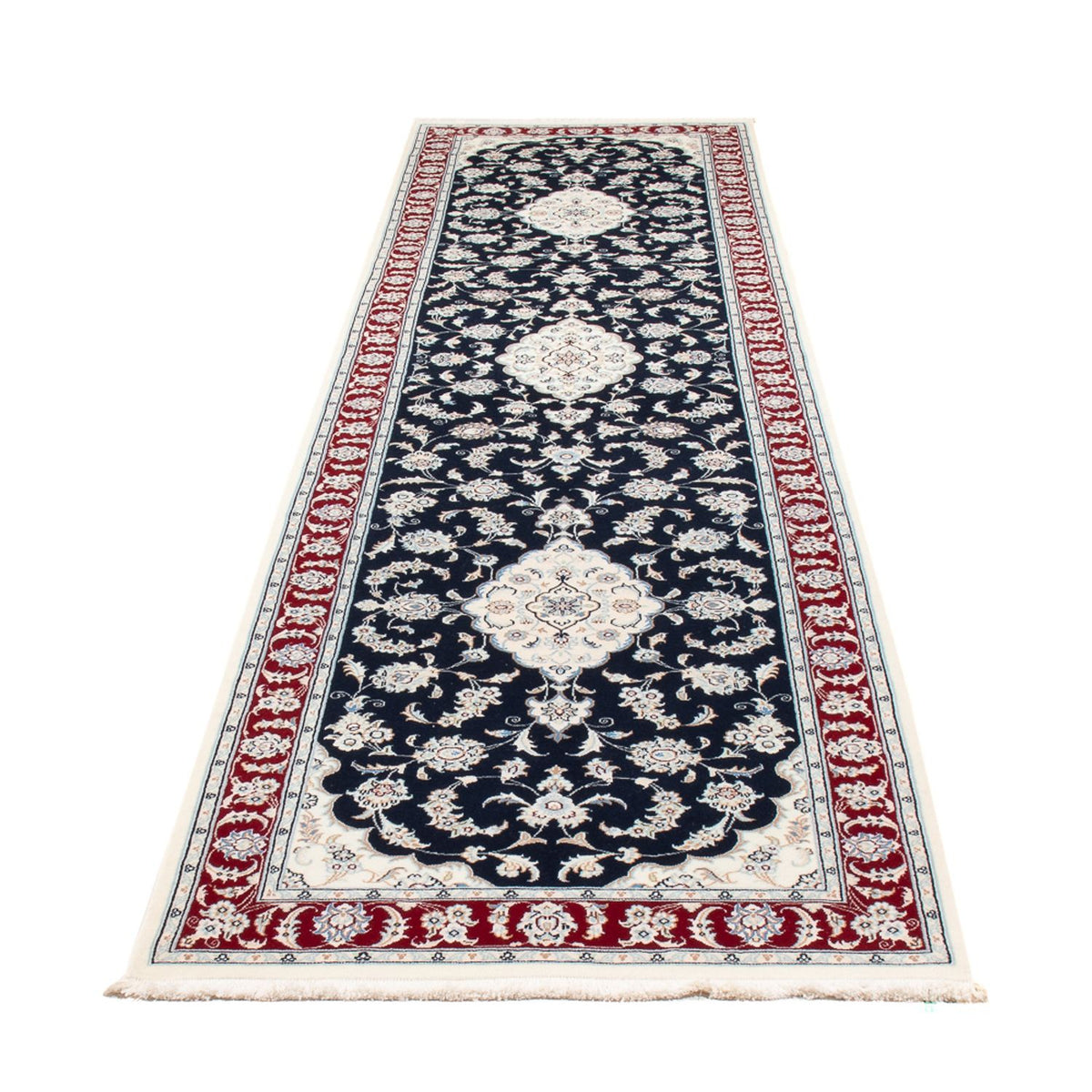 Loper Perzisch tapijt - Nain - Premium - 353 x 85 cm - donkerblauw