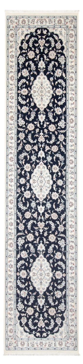 Loper Perzisch tapijt - Nain - Premium - 346 x 88 cm - donkerblauw