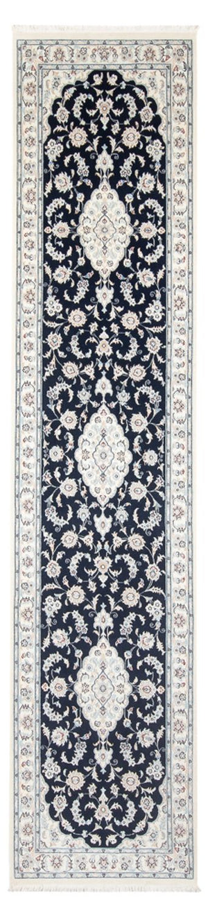 Loper Perzisch tapijt - Nain - Premium - 346 x 88 cm - donkerblauw