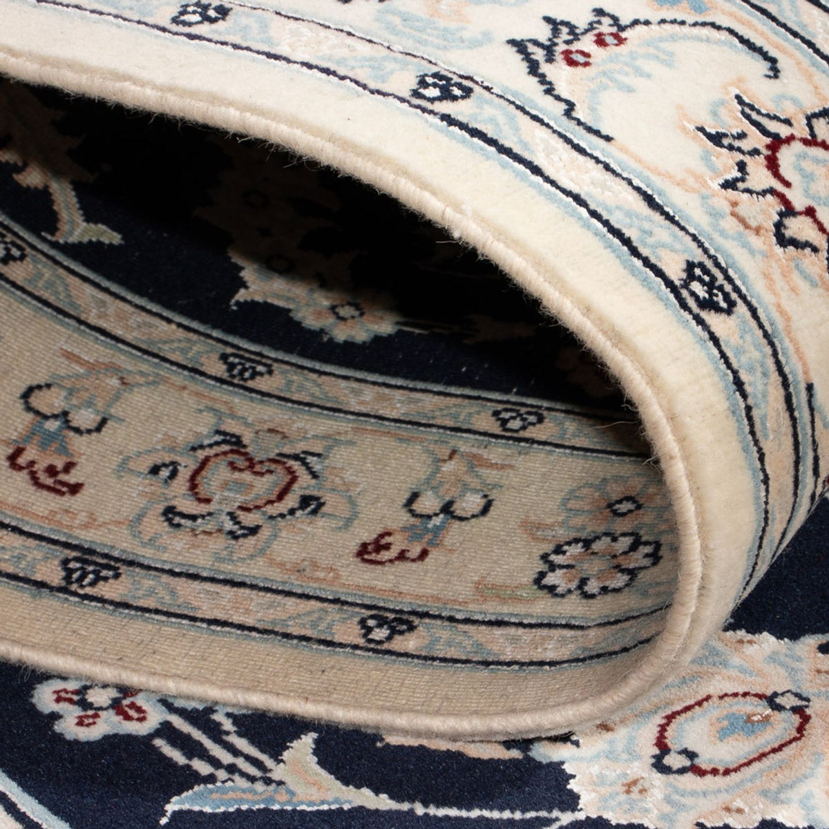 Loper Perzisch tapijt - Nain - Premium - 346 x 88 cm - donkerblauw