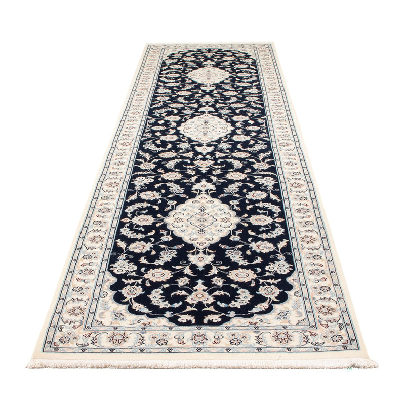 Loper Perzisch tapijt - Nain - Premium - 346 x 88 cm - donkerblauw
