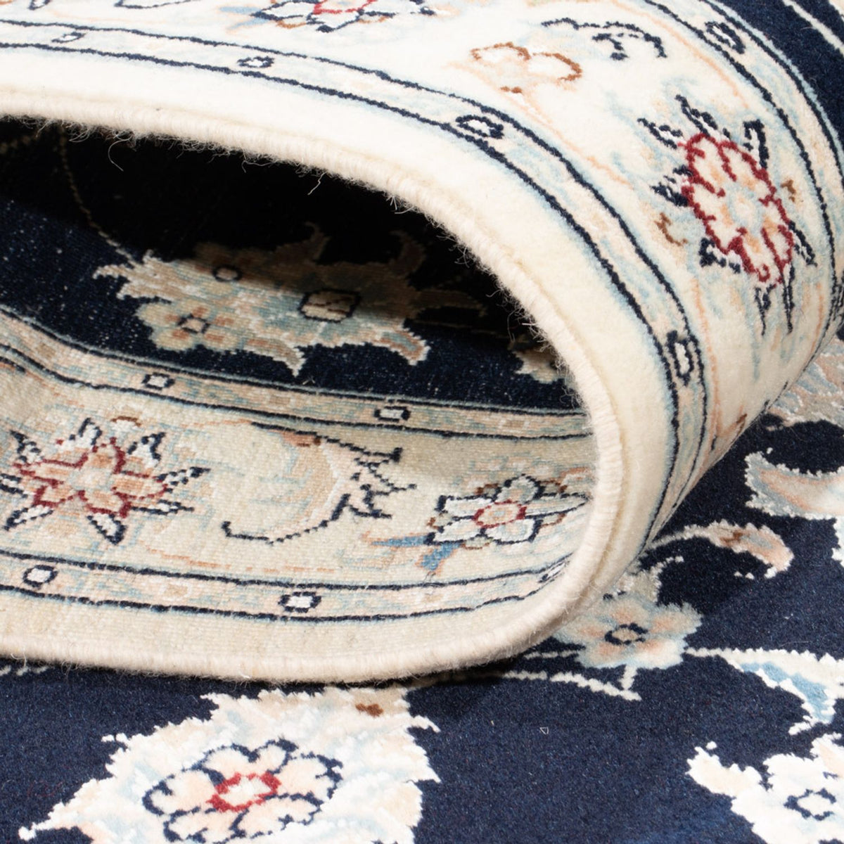 Loper Perzisch tapijt - Nain - Koninklijk - 204 x 81 cm - donkerblauw