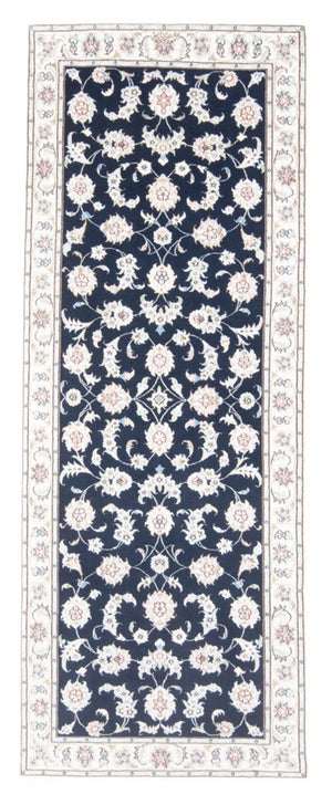 Loper Perzisch tapijt - Nain - Koninklijk - 203 x 79 cm - donkerblauw