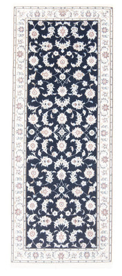 Loper Perzisch tapijt - Nain - Koninklijk - 202 x 78 cm - donkerblauw