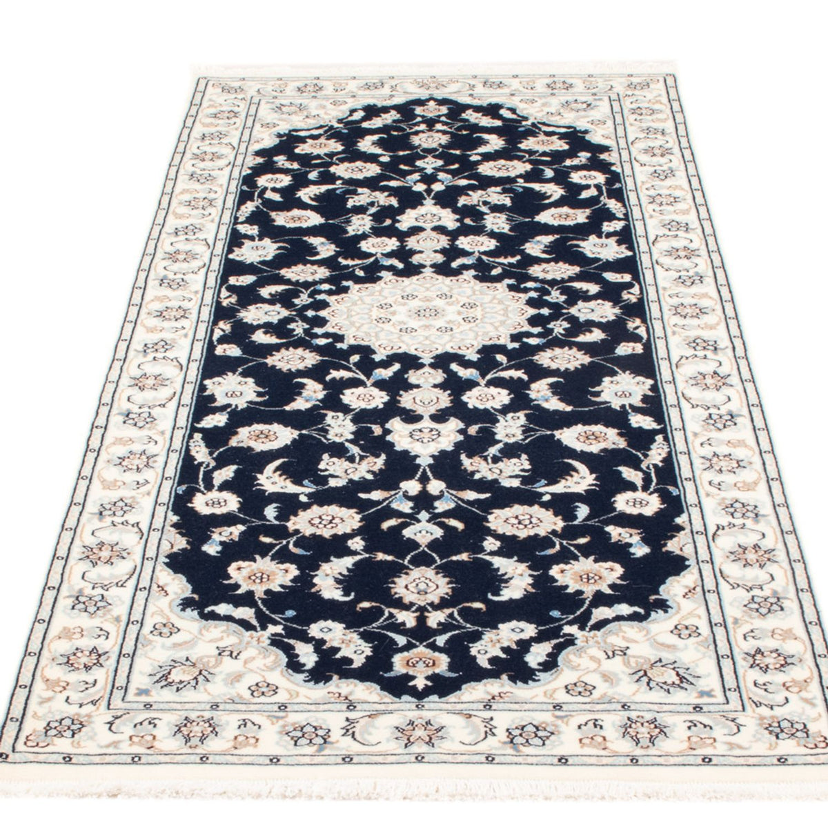 Loper Perzisch tapijt - Nain - Koninklijk - 200 x 81 cm - donkerblauw