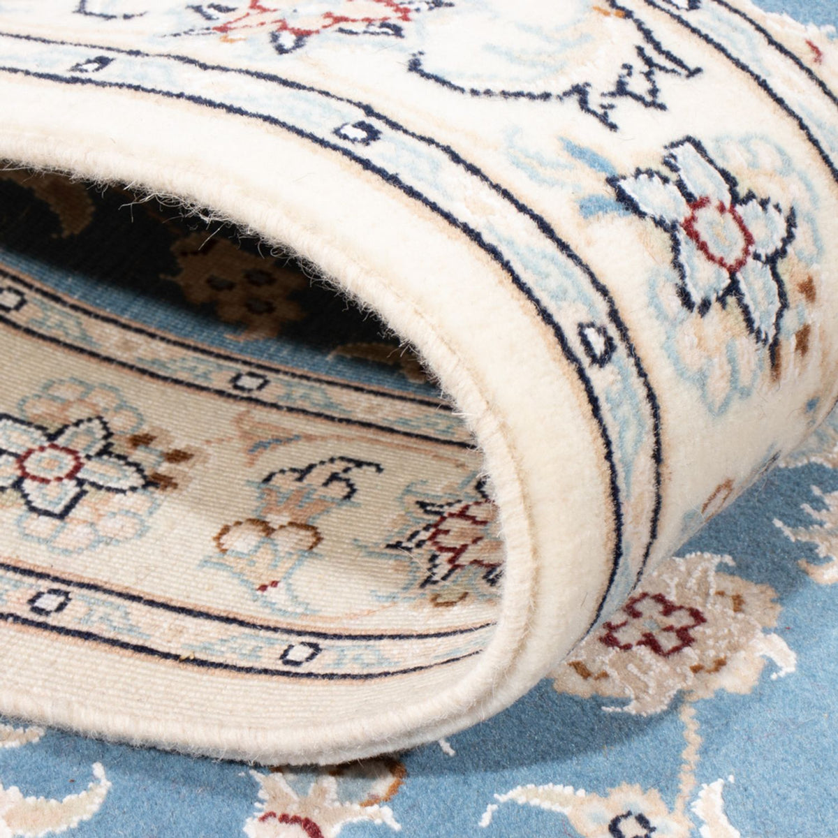 Loper Perzisch tapijt - Nain - Koninklijk - 204 x 82 cm - lichtblauw