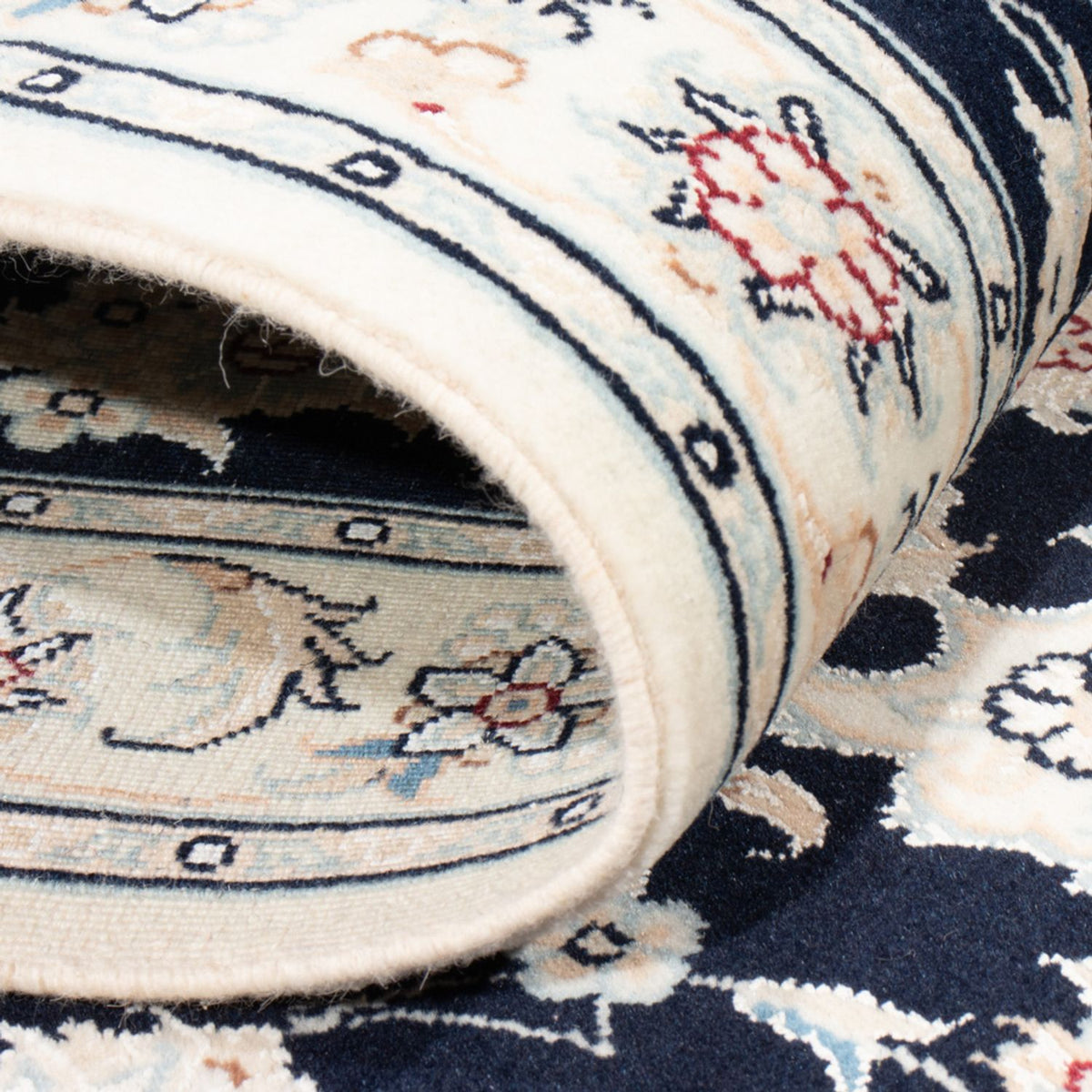 Loper Perzisch tapijt - Nain - Koninklijk - 200 x 80 cm - donkerblauw