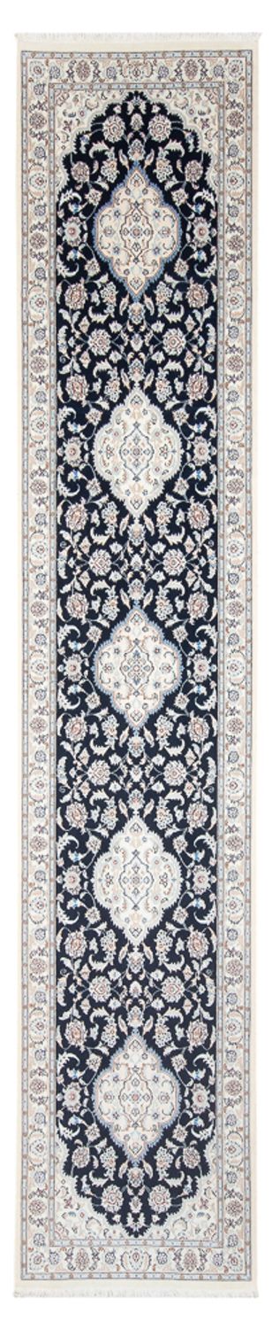 Loper Perzisch tapijt - Nain - Premium - 388 x 88 cm - donkerblauw