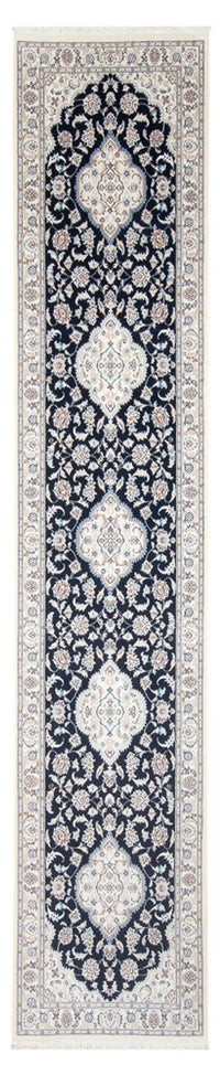 Loper Perzisch tapijt - Nain - Premium - 388 x 88 cm - donkerblauw