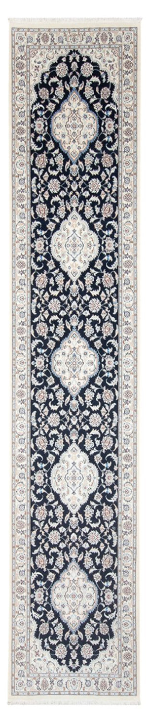 Loper Perzisch tapijt - Nain - Premium - 388 x 88 cm - donkerblauw