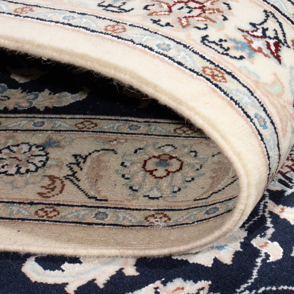 Loper Perzisch tapijt - Nain - Premium - 388 x 88 cm - donkerblauw