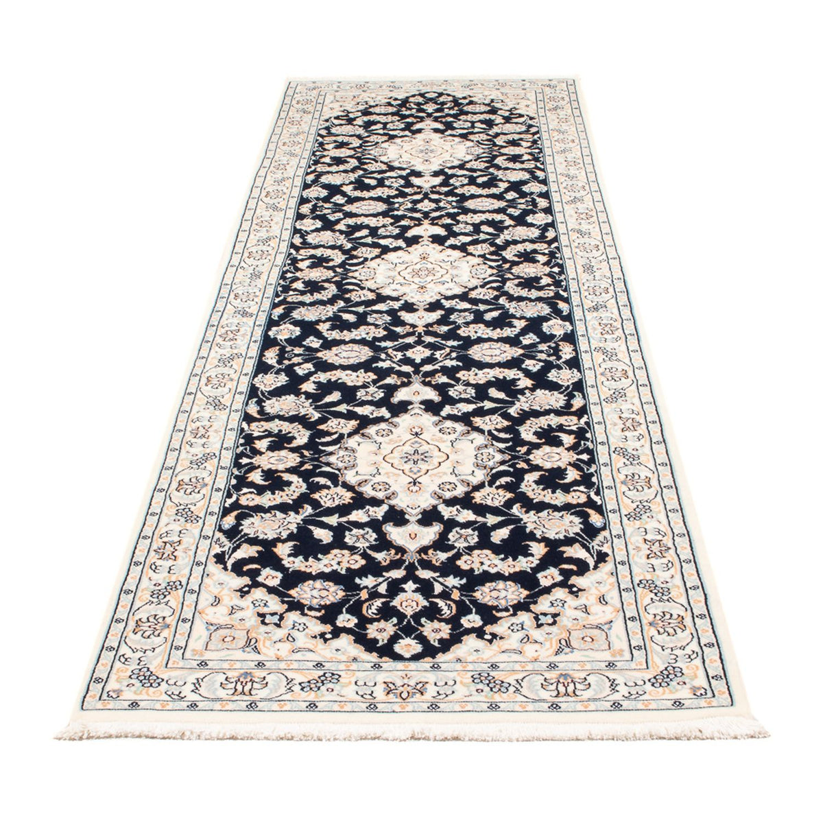 Loper Perzisch tapijt - Nain - Premium - 295 x 80 cm - donkerblauw