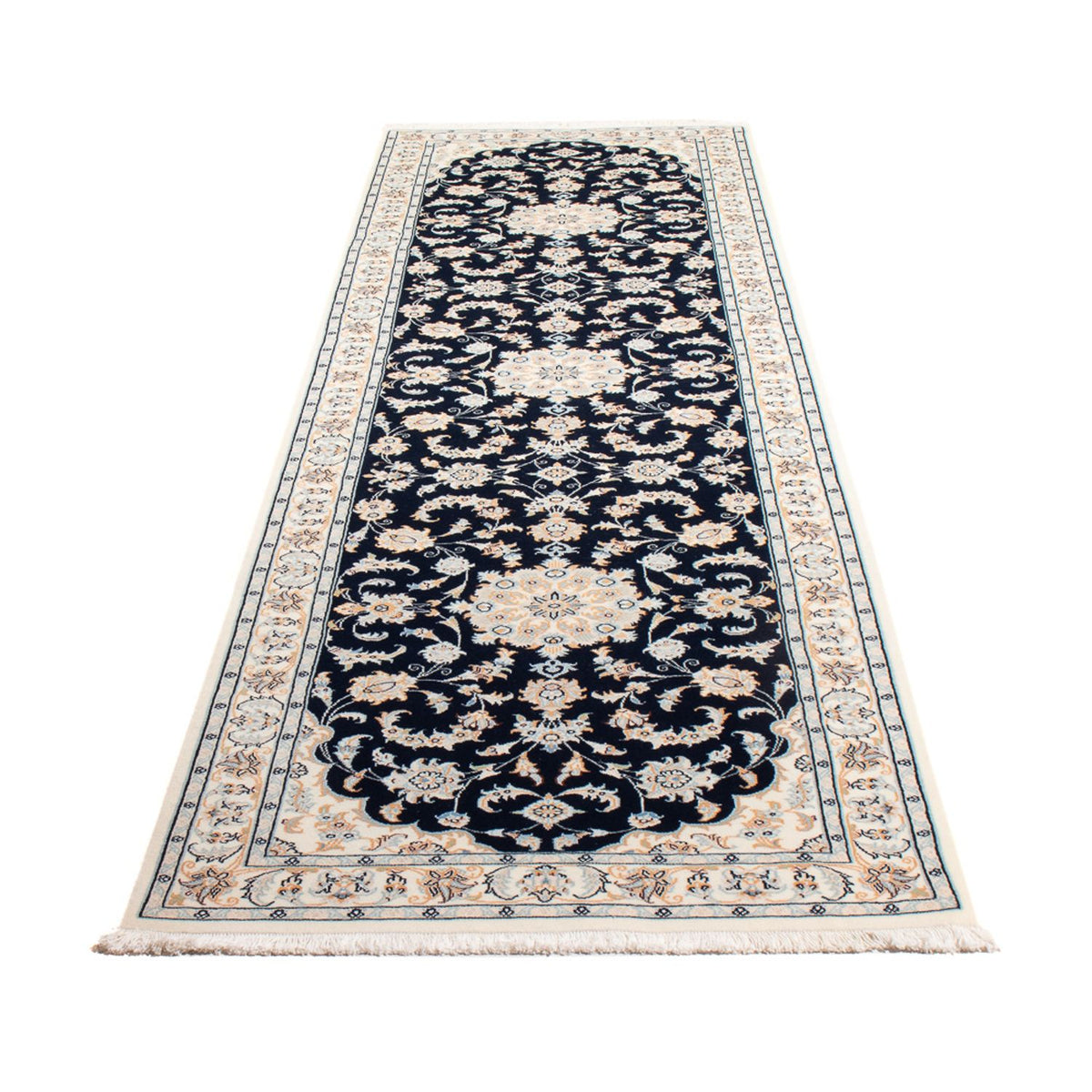 Loper Perzisch tapijt - Nain - Premium - 302 x 83 cm - donkerblauw