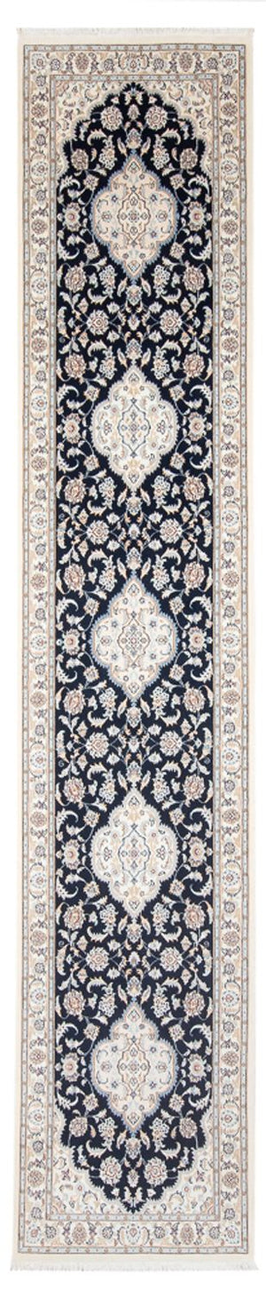Loper Perzisch tapijt - Nain - Premium - 400 x 90 cm - donkerblauw