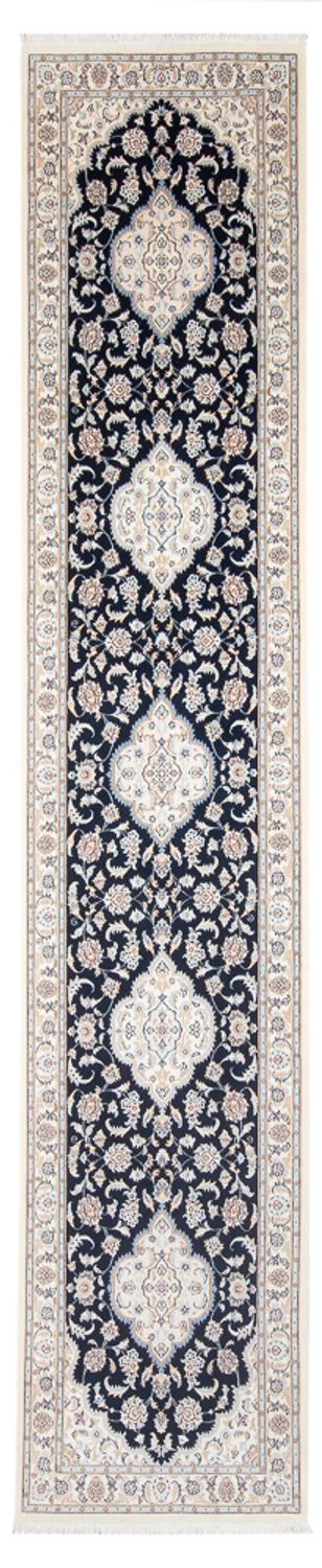 Loper Perzisch tapijt - Nain - Premium - 400 x 90 cm - donkerblauw