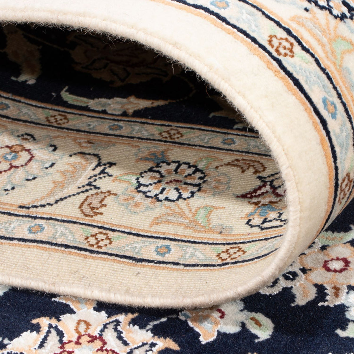 Loper Perzisch tapijt - Nain - Premium - 400 x 90 cm - donkerblauw