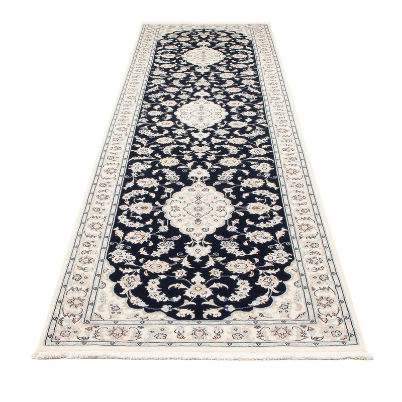 Loper Perzisch tapijt - Nain - Premium - 344 x 90 cm - donkerblauw